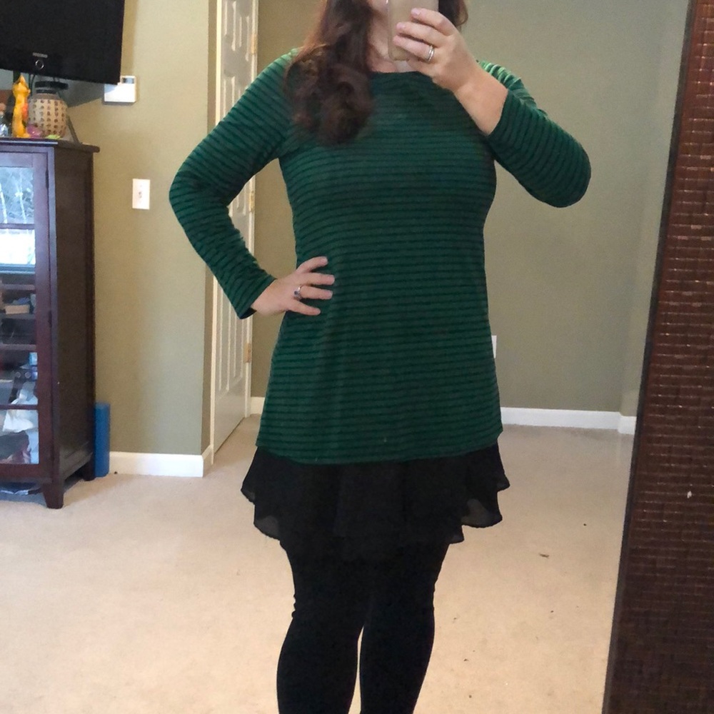 Black and green striped tunic